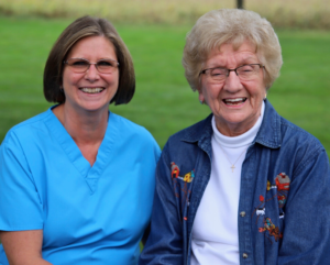 IMG_3860 Home care caregiver and senior client in West Michigan